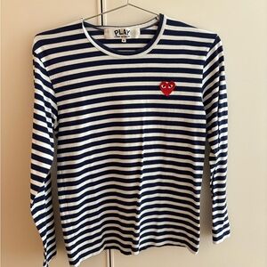 Comme des Garcons women’s Navy and White Striped Tee